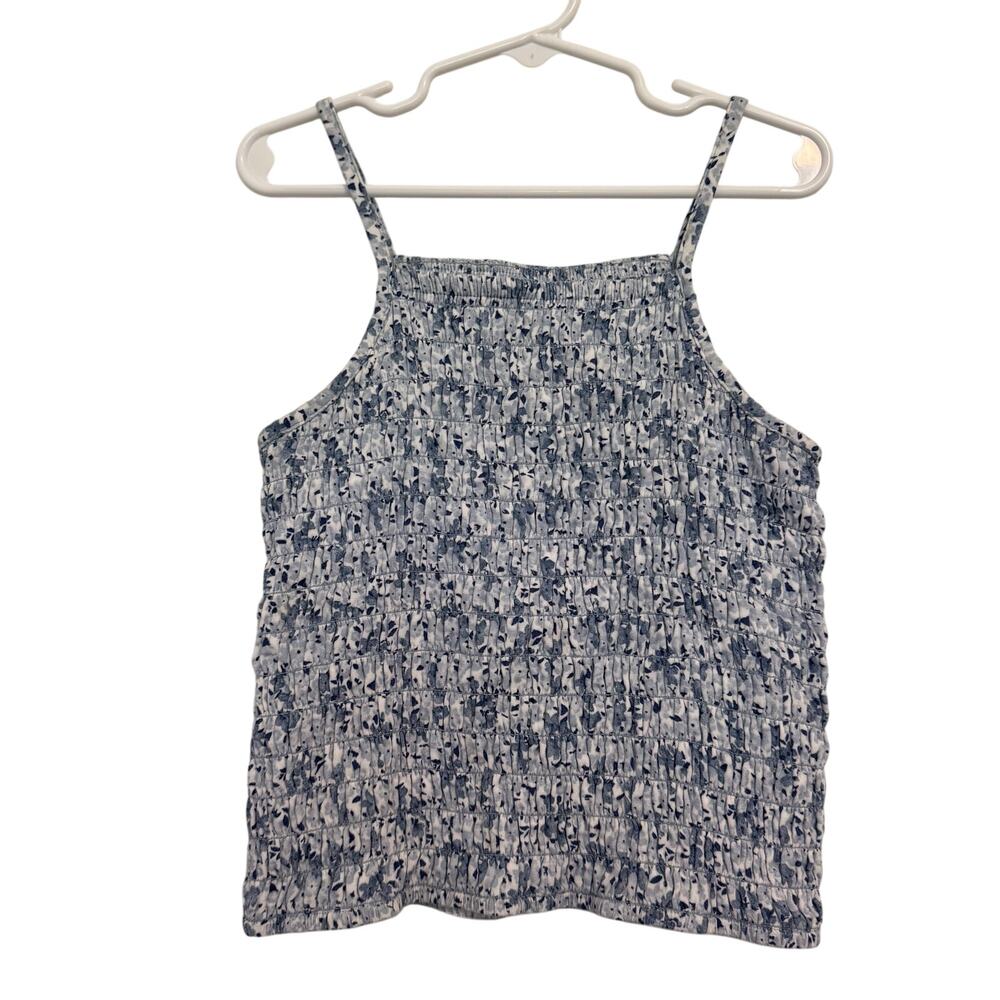 Abercrombie Kids 9/10 Girls Ruched Blue Floral Tank Top